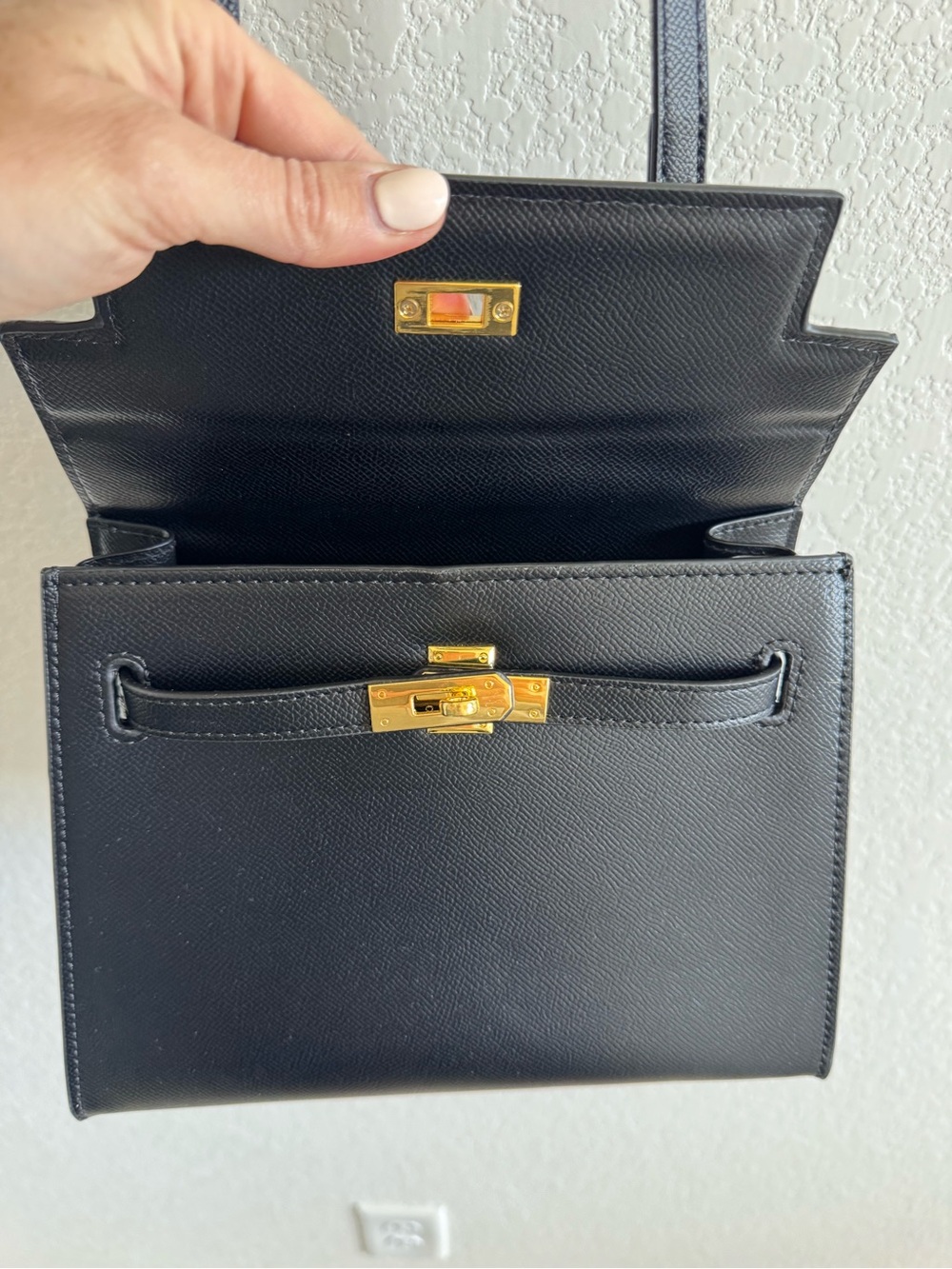 Vici Black Mini Top-Handle Crossbody with Gold Hardware - Picture 2 of 6